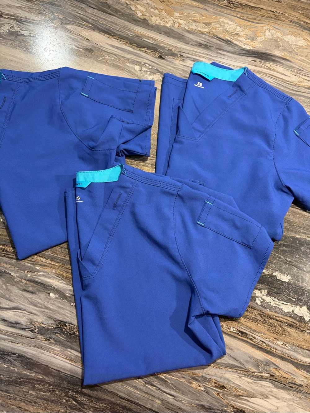 Carhartt Women's Royal Blue Scrub Top Bundle XS